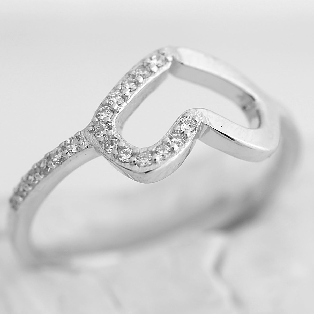 Inel din Argint 925, model Inima cu pietre, marimea 52 - vivimall.ro