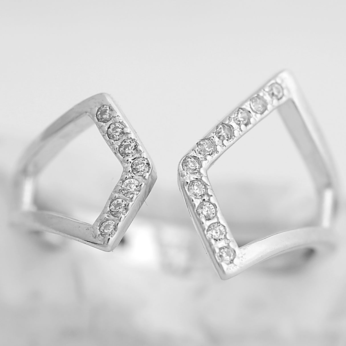 Inel Disconnected din Argint 925, Romb, 49 mm - vivimall.ro