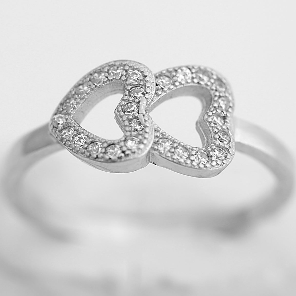 Inel Double Heart din Argint 925 placat cu rodiu, marimea 54 - vivimall.ro