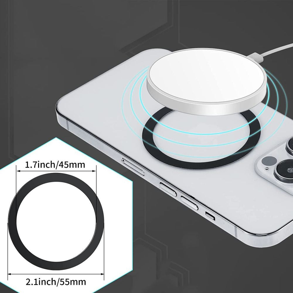 Inel Magnetic incarcare fara fir, montare auto, MagSafe Silicone pentru Apple iPhone 12 / 13 / 14, Negru - vivimall.ro