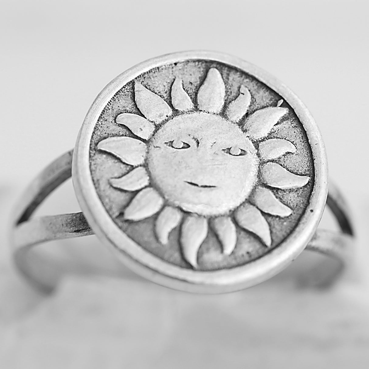 Inel patinat din Argint 925, Happy Sunshine, marimea 52