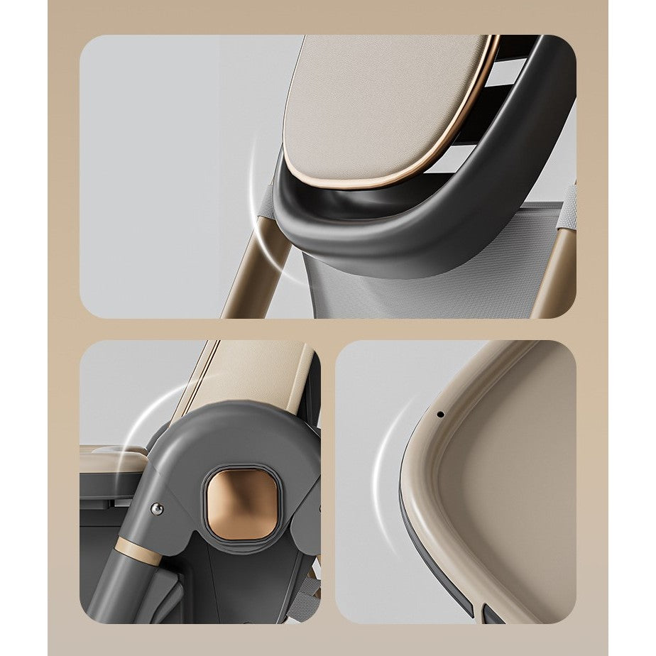 Scaun de Masa pentru Bebelusi si Copii, Flippy, 2 Tavite si Husa Detasabile, Multifuncțional, Stabil, Centura de Siguranta, Inaltime Ajustabila, Spatar Reglabil Moale, Cos de Depozitare, 100x50x80cm, de la 6 Luni, Crem - vivimall.ro