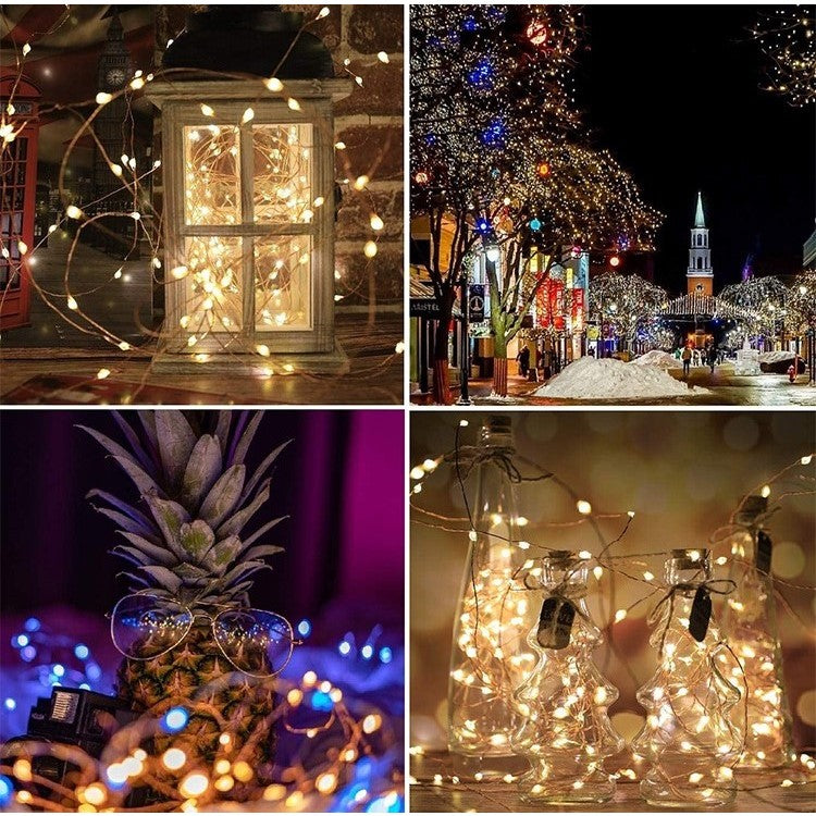 Instalatie Craciun, 100 LED-uri, 12 metri, pentru exterior cu incarcare solara, alb cald, Vivimall - vivimall.ro