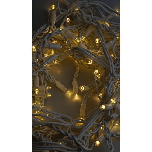 Instalatie Craciun, 110 m, 2640 Led-uri ,Franjuri, Alb cald, Flash, Alimentator, Interconectabila, Prelungitor 6.5 m inclus, Fir Alb Cauciucat, 220v, Vivimall - vivimall.ro