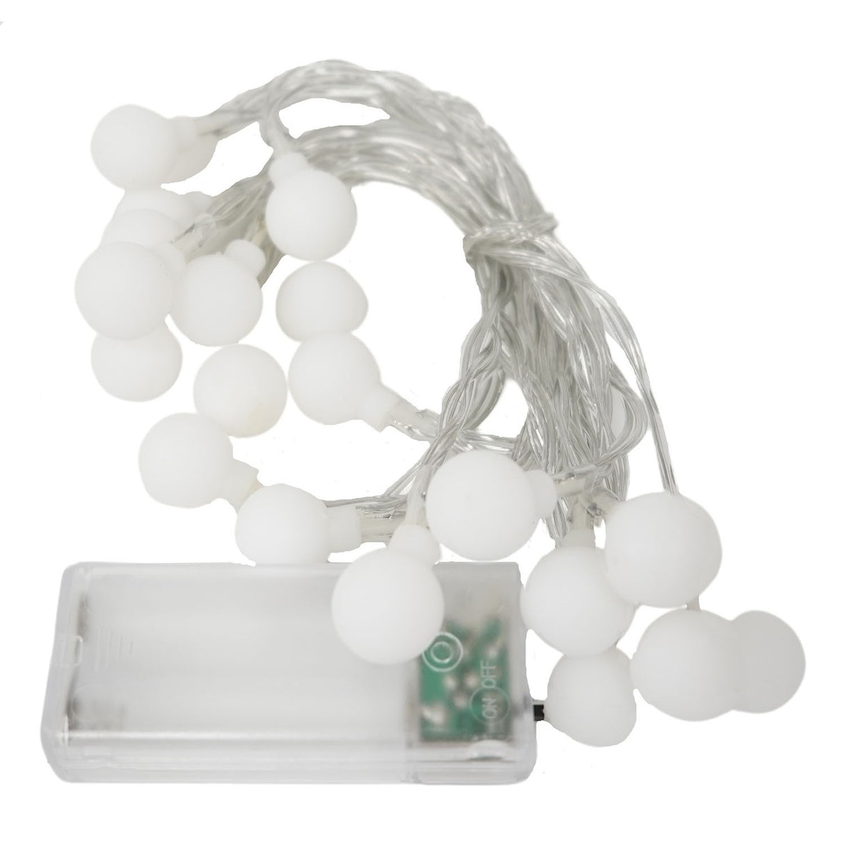 Instalatie Craciun, .3 m, 20 de LED-uri, alb-cald, model cu bilute, liniara, cu baterie, interior/exterior, Vivimall - vivimall.ro