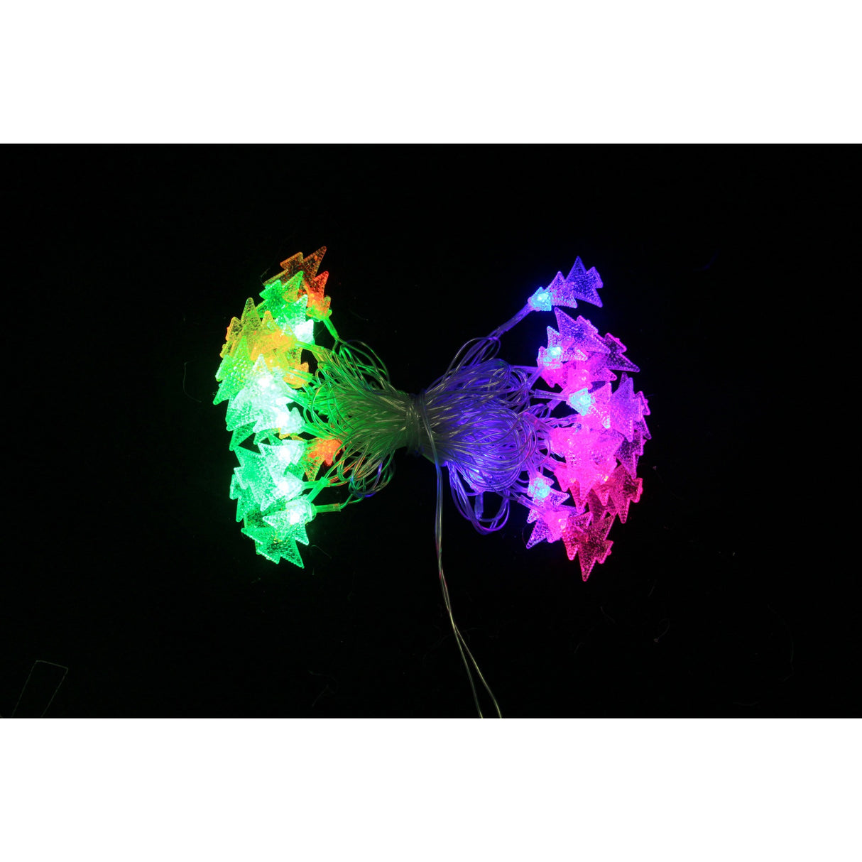 Ghirlanda luminoasa cu bec in forma de brazi, 3 metri, 20 LED-uri, forme din plastic, fir transparent, multicolora - vivimall.ro