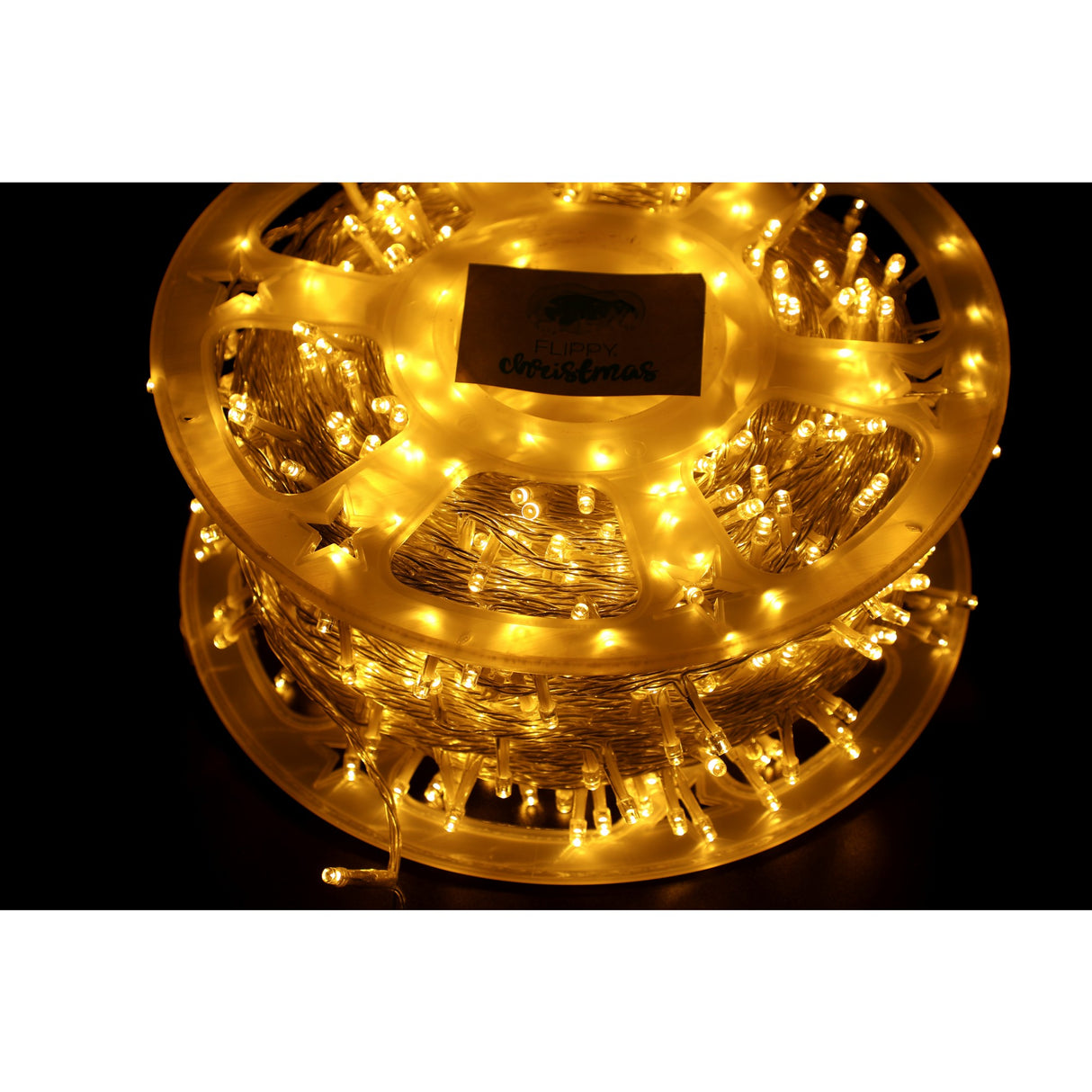 Instalatie Craciun liniara cu transformator, 100m, alb cald, 1000 LED-uri, fir transparent, 8 jocuri de lumini, Vivimall - vivimall.ro