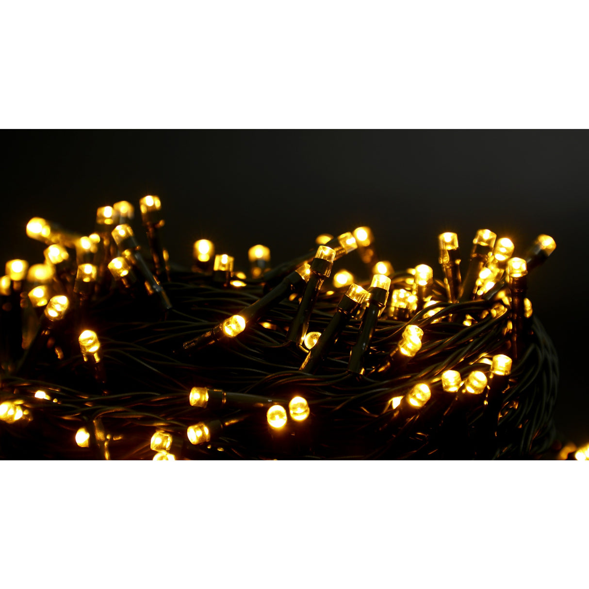 Instalatie Craciun liniara, cu transformator, 20 m, Alb Cald, 200 LED-uri V5, 8 jocuri de lumini, fir verde, Vivimall - vivimall.ro