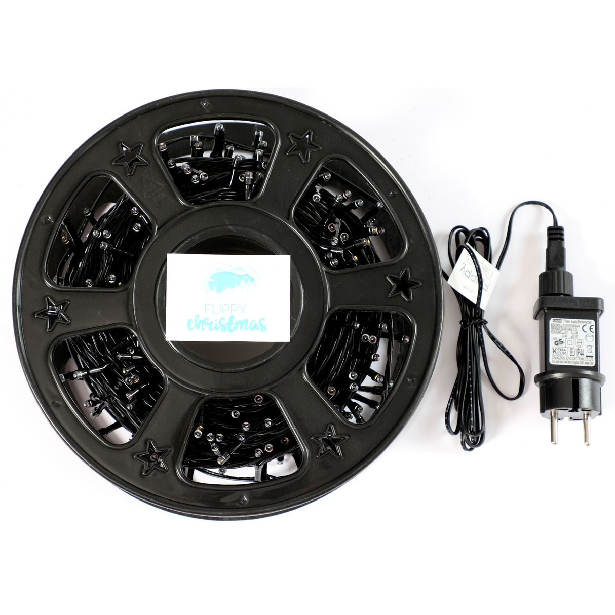 Instalatie Craciun liniara, fir negru, cu transformator, 50m, alb cald, 500 LED-uri V5, 8 jocuri de lumini, Vivimall - vivimall.ro