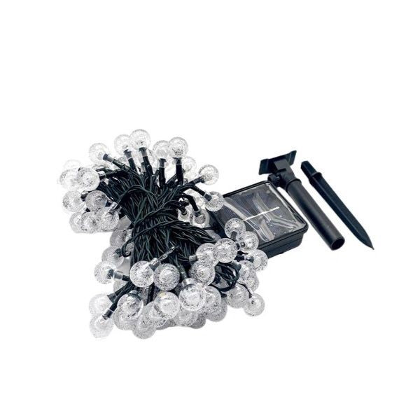 Instalatie Craciun, Tip Globuri de cristal, 30 Led-uri, 6.5 metri, Multicolor, Energie solara, Senzor de lumina, Vivimall - vivimall.ro