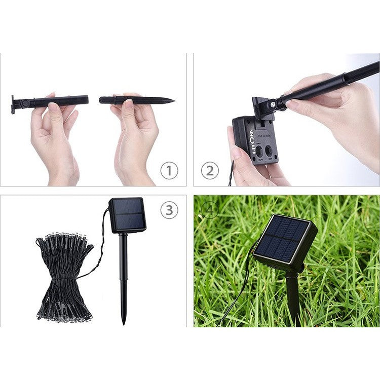 Instalatie Craciun, Tip Globuri de cristal, 50 Led-uri, 9.5 metri, Multicolor, Energie solara, Senzor de lumina, Vivimall - vivimall.ro