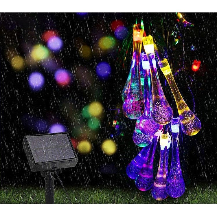 Instalatie Craciun, Tip Picaturi, 20 Led-uri, 5 metri, Multicolor, Energie solara, Senzor de lumina, Vivimall - vivimall.ro