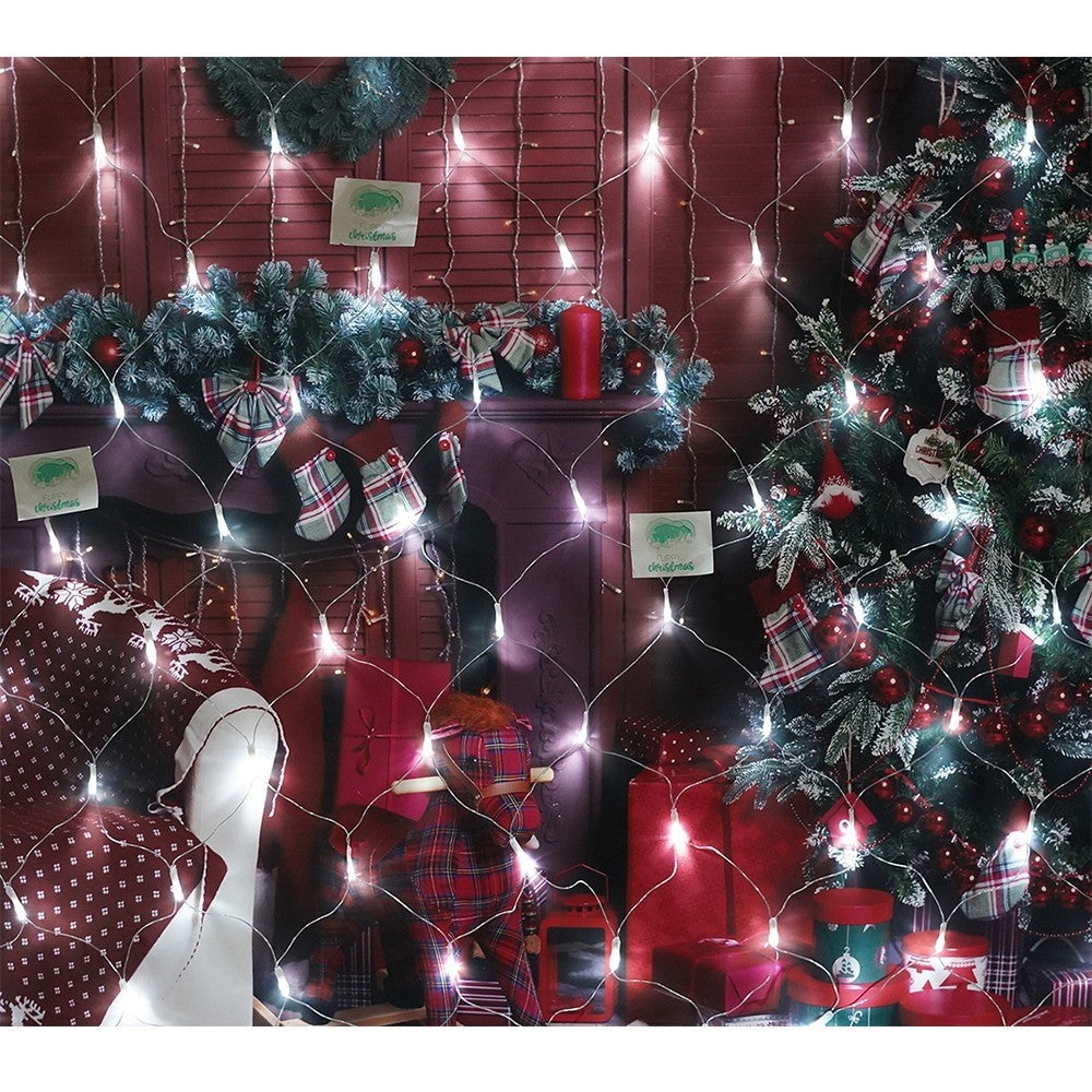 Instalatie Craciun, Tip Plasa, 10 m x 2 m, 800 LED-uri, Alb rece, 8 jocuri de lumini, Transformator cu telecomanda, Interconectabila, Prelungitor 3 m inclus, Fir transparent, Vivimall - vivimall.ro