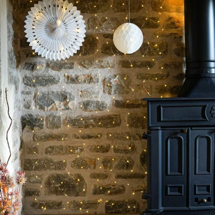 Instalatie Craciun Tip Turturi, IP44, 35 m, 1001 Led-uri, Alb cald, 8 jocuri de lumini, 31 V, Interconectabila, Prelungitor 3 m inclus, Fir Cupru, Vivimall, Interior/Exterior - vivimall.ro