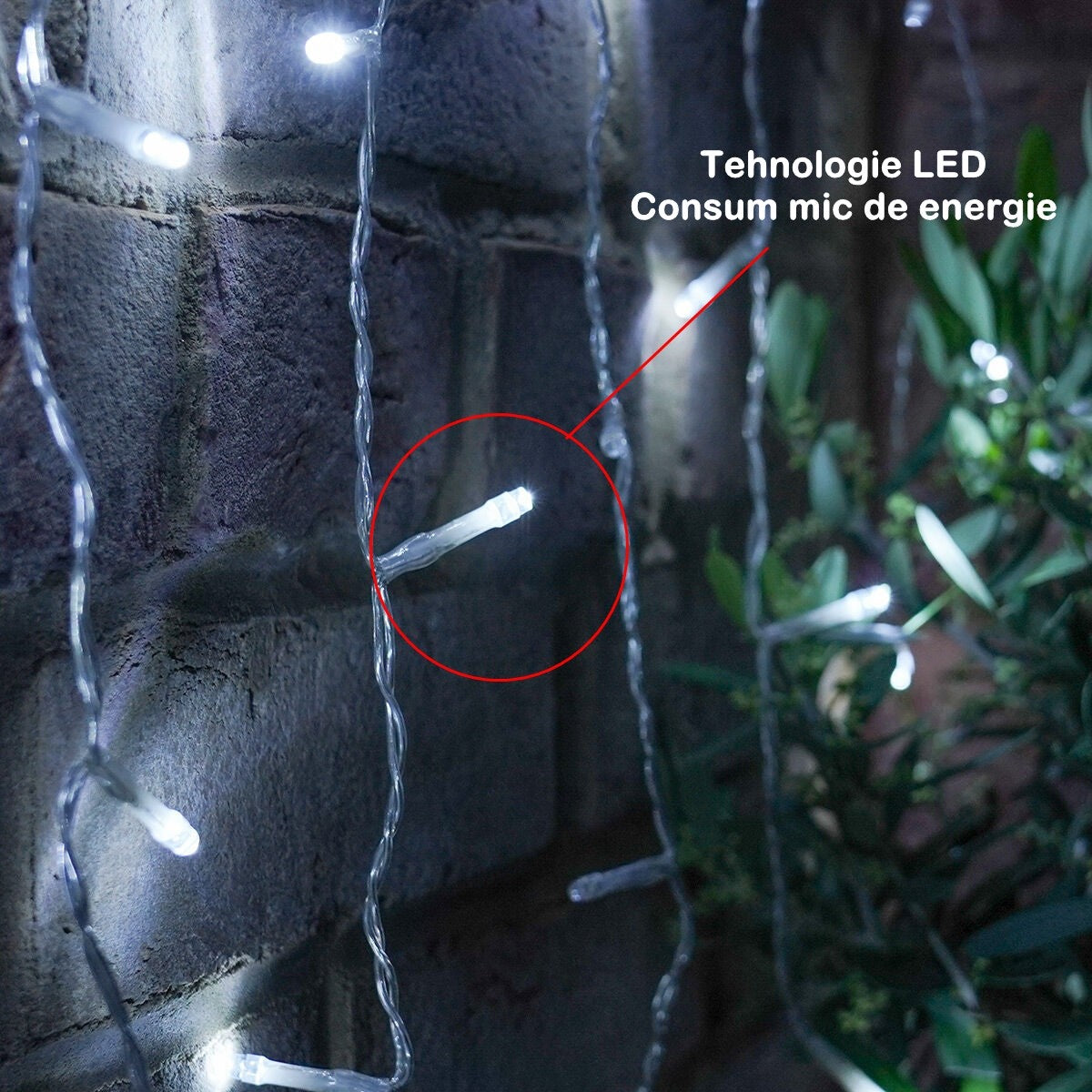 Instalatie Craciun Yoto, Tip Perdea, 3 m x 3 m, 320 LED-uri, Prelungitor 1.5 m, 8 Jocuri de Lumini, Interconectabila, Fir transparent, Interior/Exterior, Alb Rece - vivimall.ro