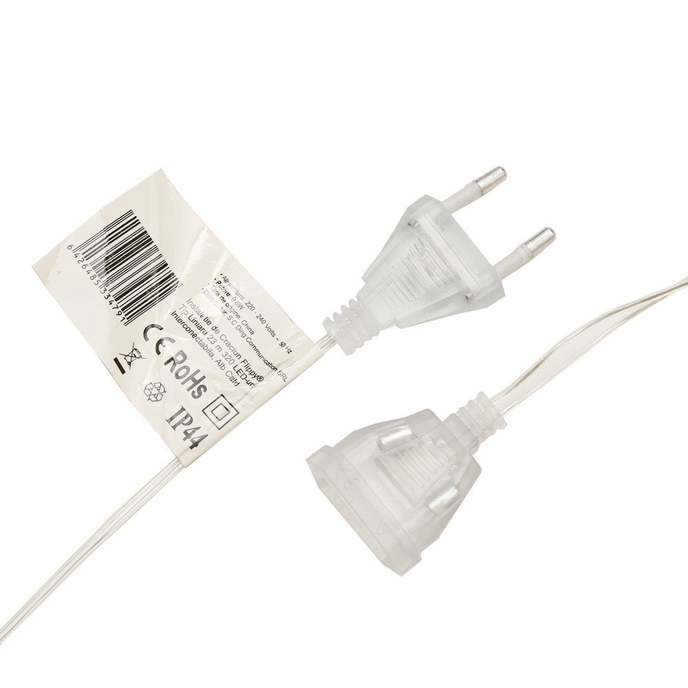 Instalatie de Craciun, Flippy®, Tip Liniara, 23 m, 320 LED-uri, Interconectabila, Alb Cald - vivimall.ro