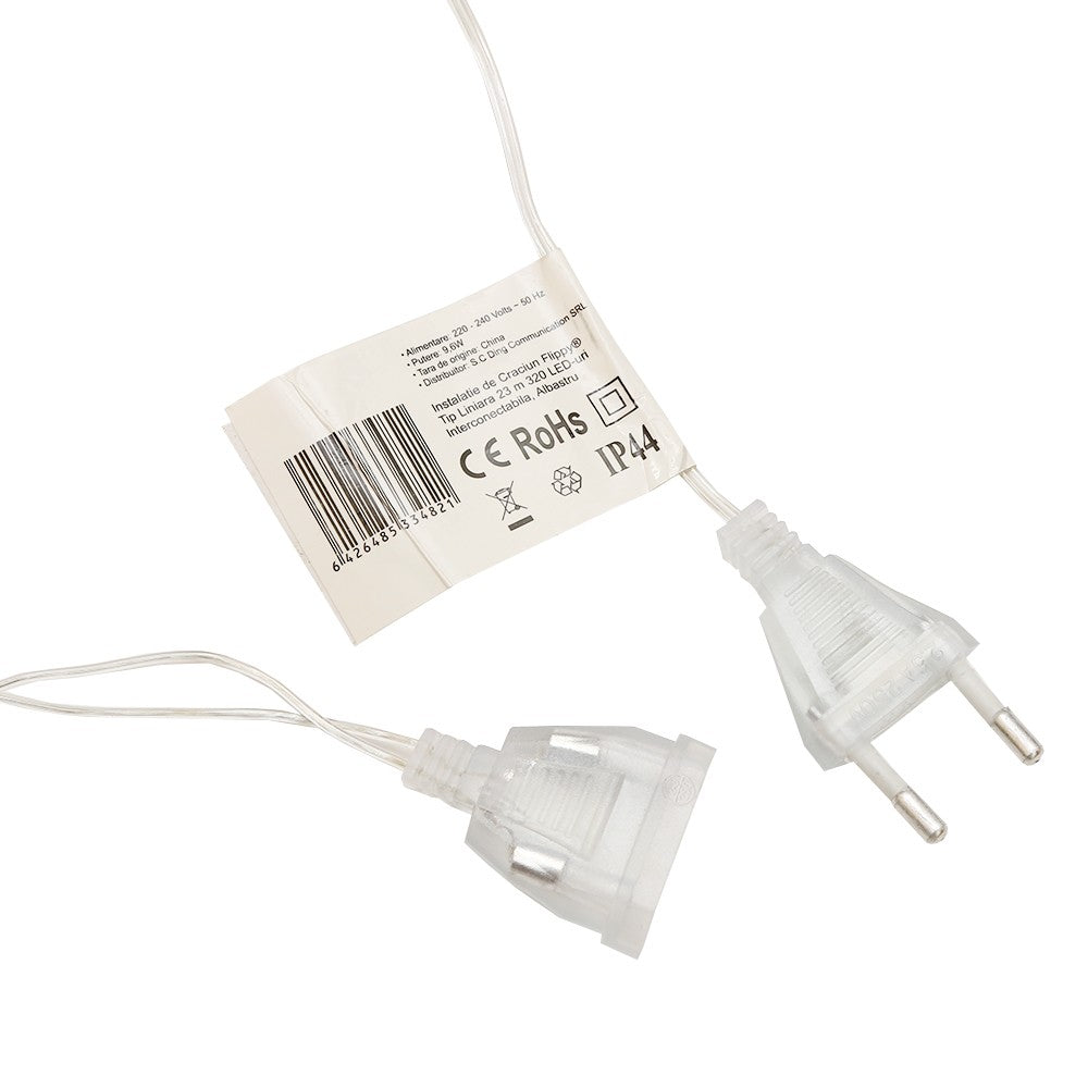 Instalatie de Craciun, Flippy®, Tip Liniara, 23 m, 320 LED-uri, Interconectabila, Albastru - vivimall.ro