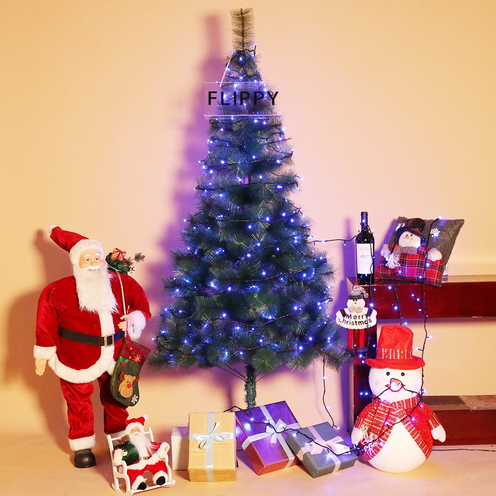 Instalatie de Craciun Flippy® Tip Liniara, Fir Negru, 24 m, 300 LED-uri, Interconectabila, Albastru - vivimall.ro