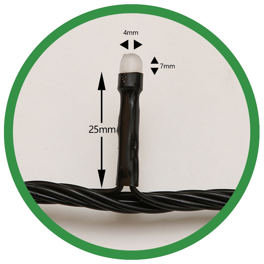 Instalatie de Craciun Flippy® Tip Liniara, Fir Negru, 24 m, 300 LED-uri Mici Rotunde, Interconectabila, Alb Rece - vivimall.ro