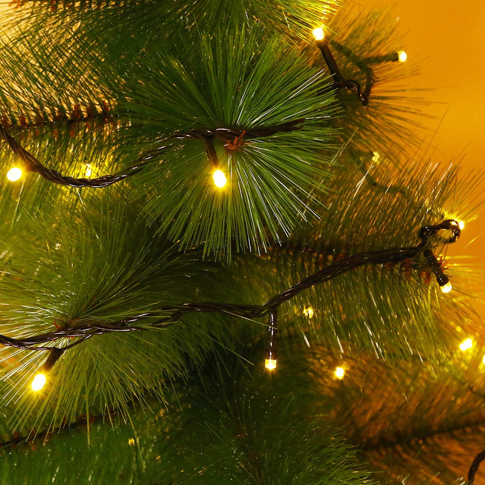 Instalatie de Craciun, Flippy®, Tip Liniara, Fir Negru, 9 m, 100 LED-uri, Interconectabila, Alb Cald - vivimall.ro