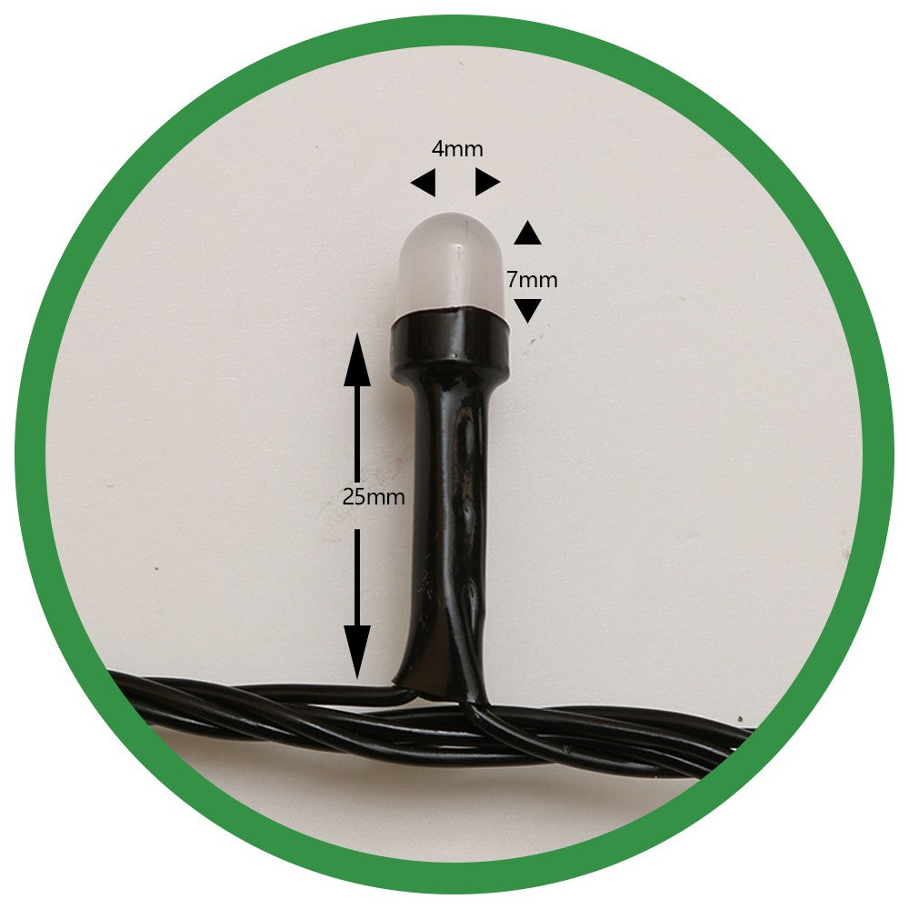 Instalatie de Craciun Flippy® Tip Liniara, Fir Negru, 9 m, 100 LED-uri Mari Rotunde, Interconectabila, Alb Rece - vivimall.ro