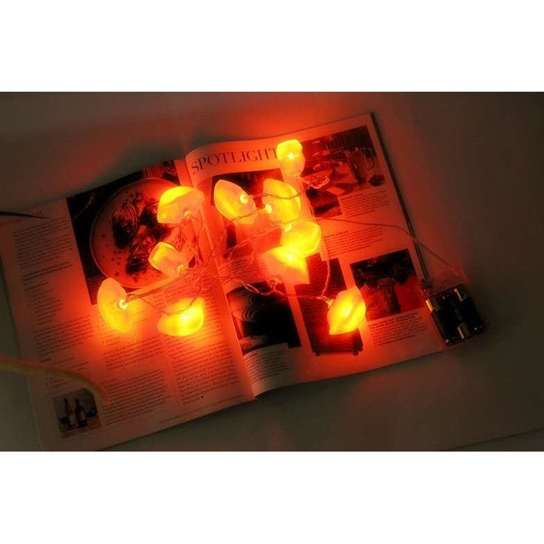 Instalatie de Craciun, Flippy®, Tip Sir cu Baterii, 1.5 m, 10 LED-uri, Model Buze, Rosu - vivimall.ro