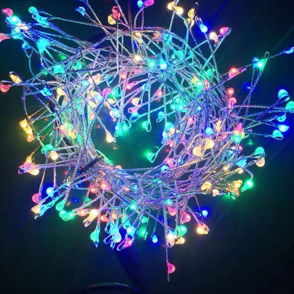 Instalatie de Craciun Liniara, Vivimall®, Tip Cluster, 8 Jocuri de Lumini, cu Telecomanda, 12,5 m, 500 LED-uri, Alimentare USB, 24V, Ambalaj pe Rola, Multicolor - vivimall.ro