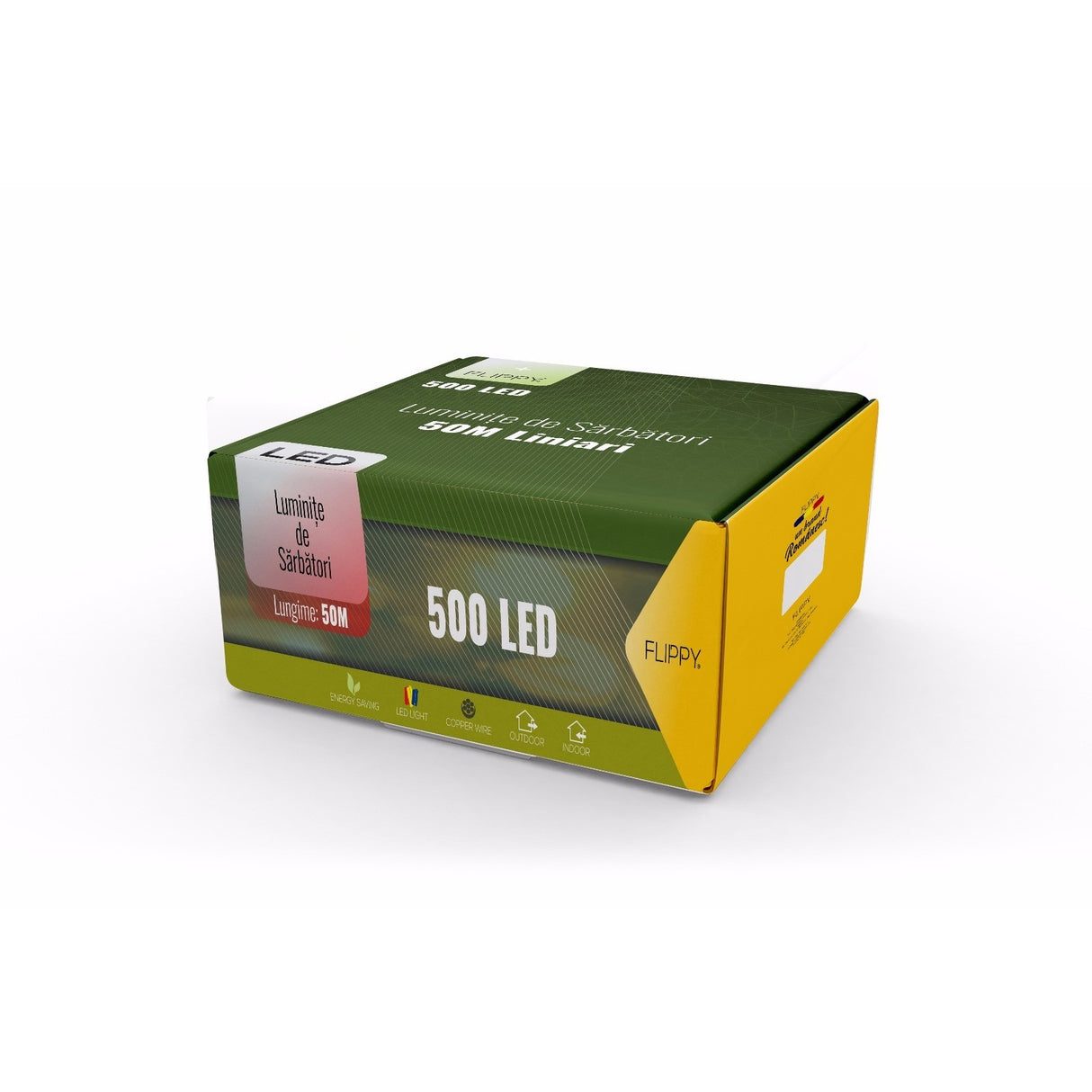 Instalatie de Craciun, Premium Flippy®, Tip Liniara / Sirag, 50 m, 500 LED-uri Mari, Alb Rece - vivimall.ro