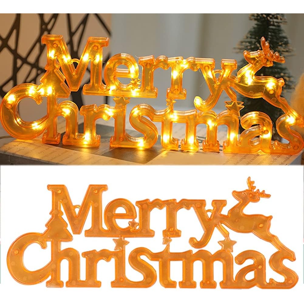 Instalatie LED de Craciun, Vivimall, Litere 3D, Merry Christmas, Lumina Calda, 27.5 x 10.5 x 1.4 cm, Galben - vivimall.ro