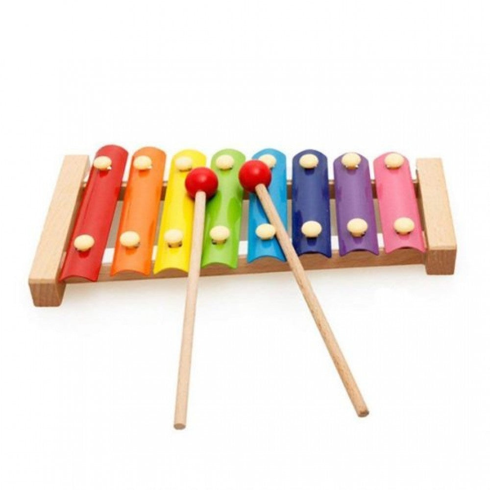 Instrument Muzical Xilofon Vivimall, din Lemn, 8 Note Muzicale, 2 Bete de Percutie, 4-6 Ani, Multicolor - vivimall.ro