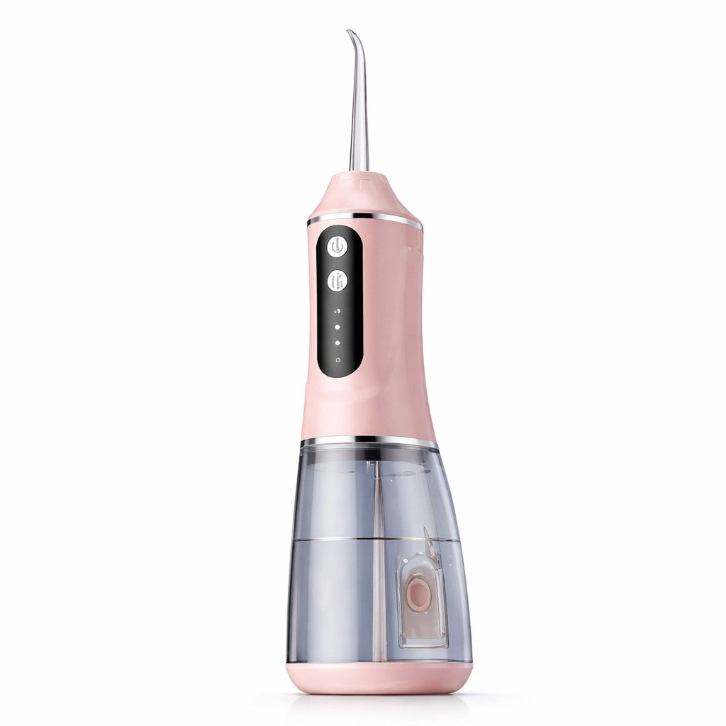 Irigator Bucal Electric, Flippy, Portabil, Dus Bucal pentru Curatare, Indepartare Tartru, 4 Capete, 25 x 8 x 8 cm, Roz - vivimall.ro