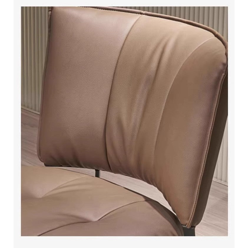Scaun de Sufragerie, Flippy, Stil Italian, Schelet Metalic, Exterior din Piele, 45 x 49 x 82 cm, Maro - vivimall.ro