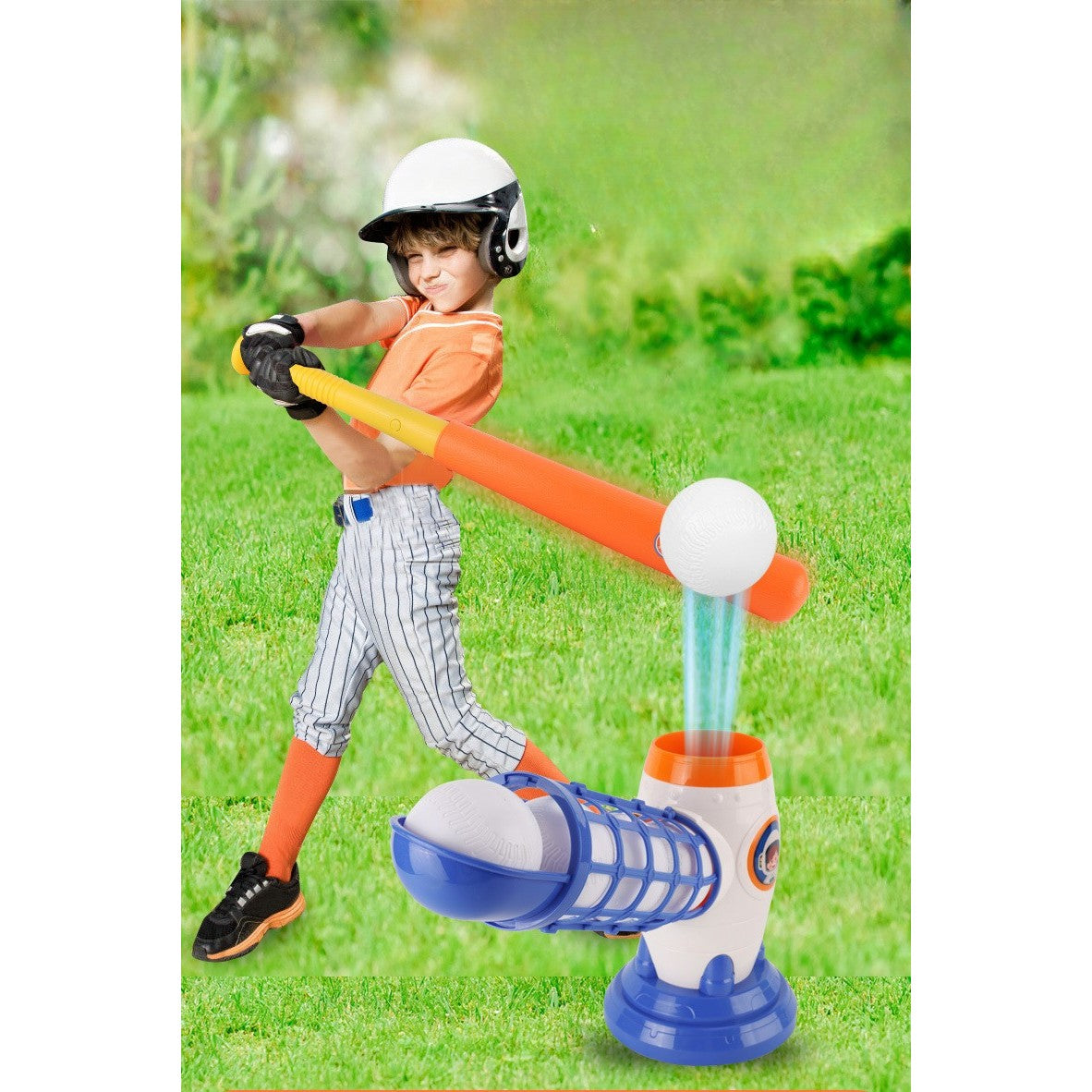 Joc de Baseball Interactiv, Lansator Vivimall, Aruncare prin Buton de Lansare pe Bata, Include Bata si 5 Mingii, 37 x 23 x 16 cm Baza, 59 cm Bata, Multicolor - vivimall.ro