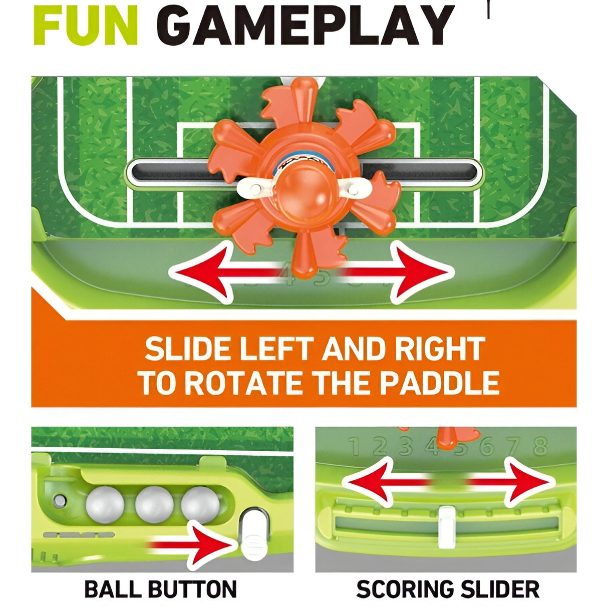 Joc de Masa Interactiv de Fotbal pentru Copii, Vivimall, 4 Mingi, Tabela Scor, 40.7x27x14.5 cm, Multicolor - vivimall.ro