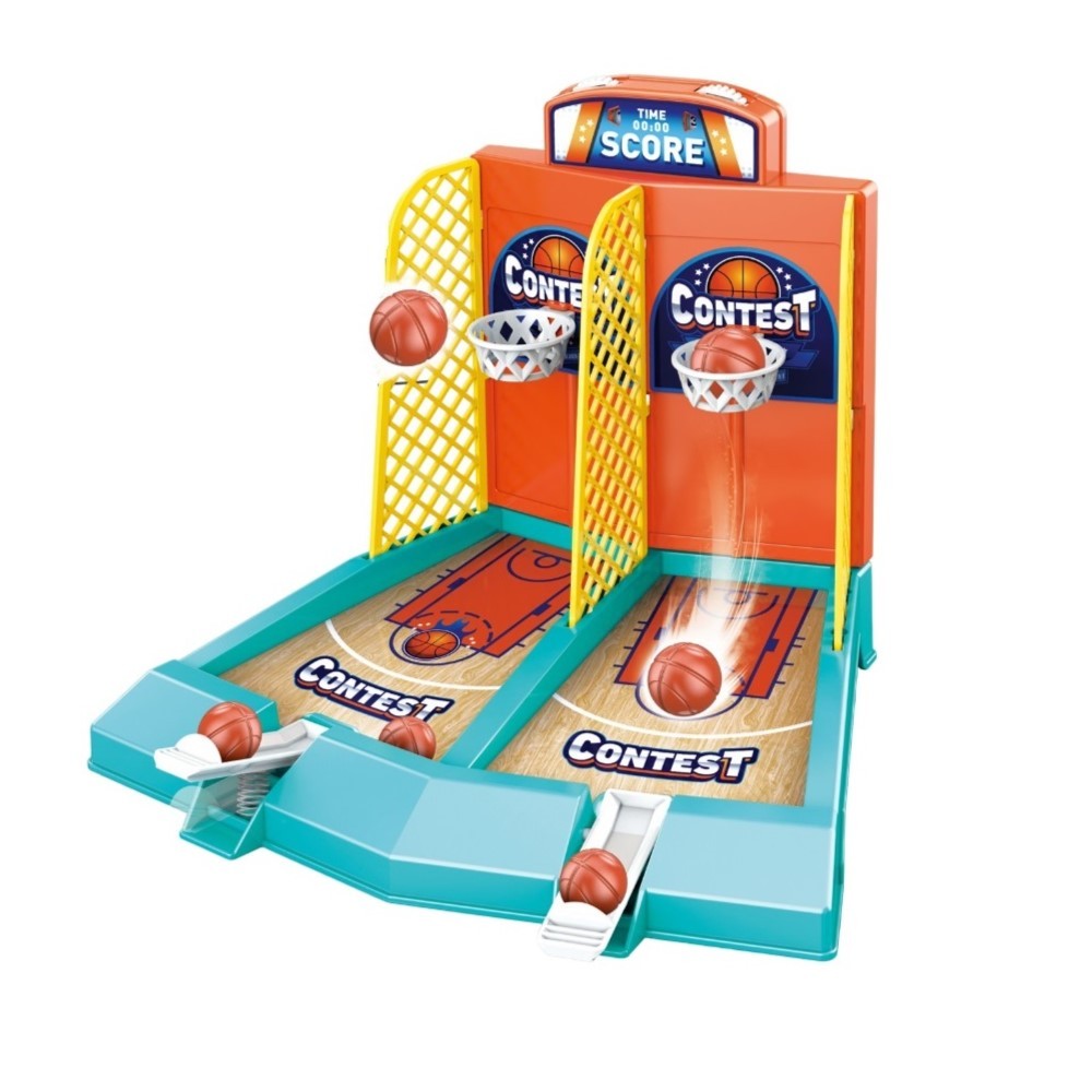 Joc de Masa Mini Baschet Interactiv pentru Copii, Vivimall, pentru 2 Jucatori, 6 Mingi Incluse, 22x16.5x18.2 cm, Multicolor - vivimall.ro