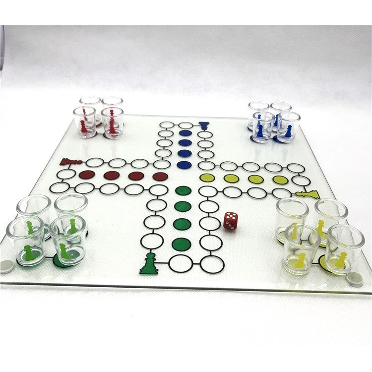 Joc de baut, Nu te supara frate, Vivimall, cu pahare de shot din sticla, 30x30 cm, multicolor - vivimall.ro