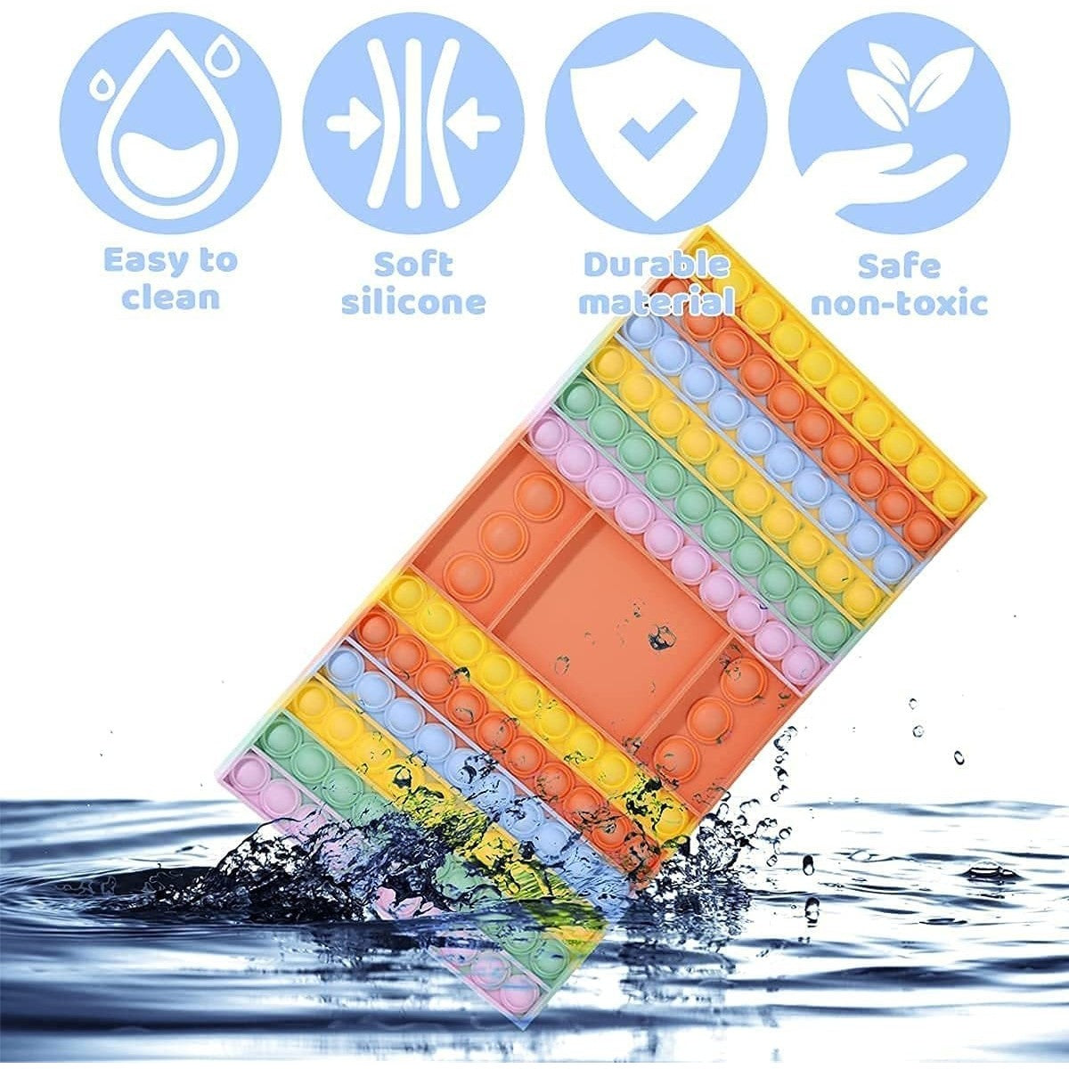 Joc din silicon interactiv antistres cu zaruri, Pop It Now and Flip It, Macarons - vivimall.ro