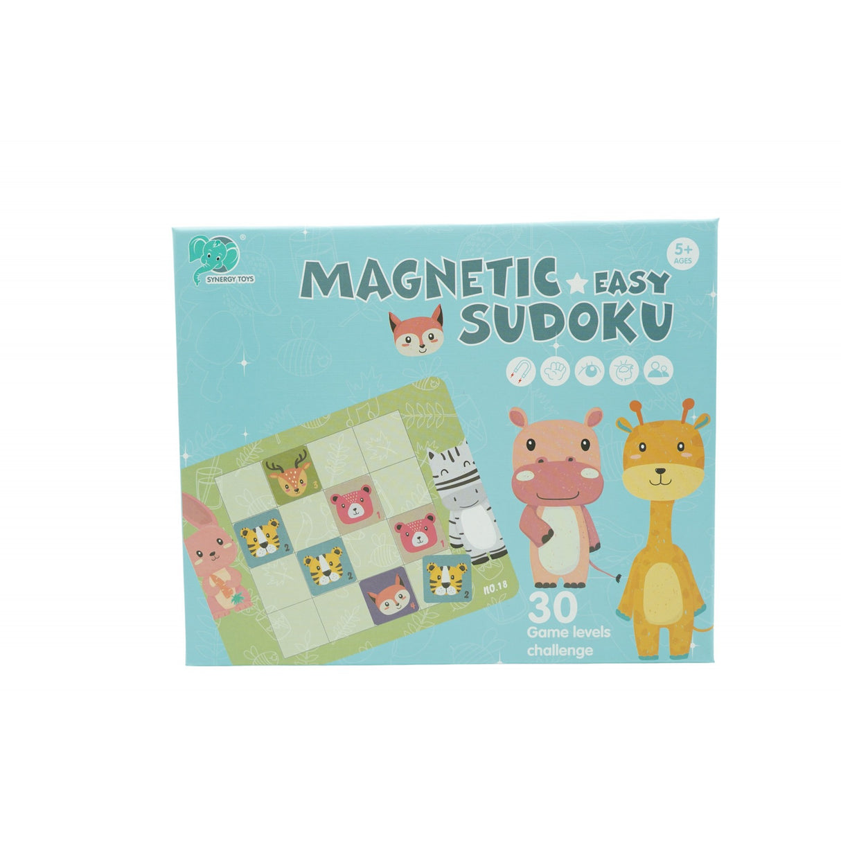 Joc educativ Sudoku cu tablita magnetica, 32 de piese, cartonase cu animale, Verde - vivimall.ro