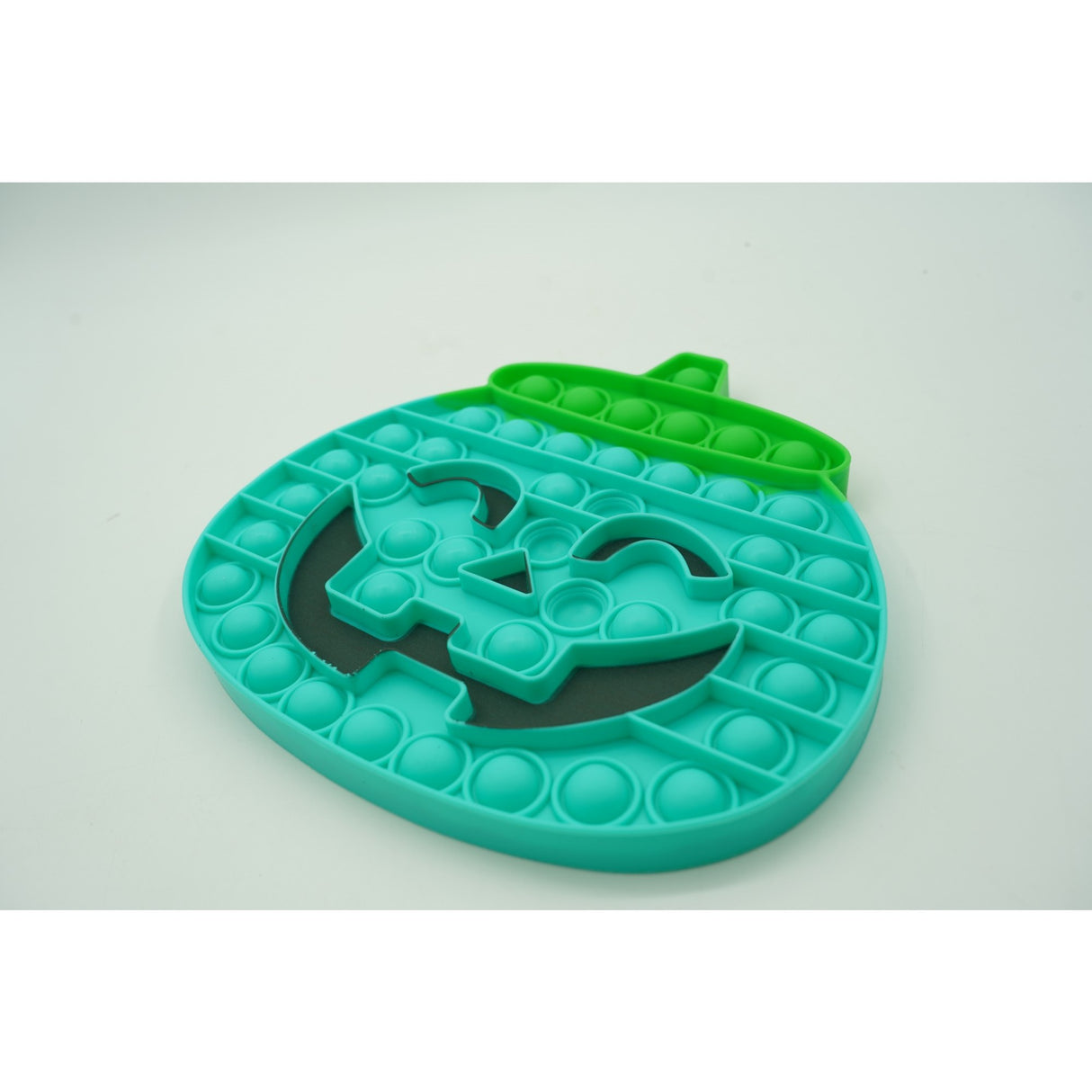 Jucarie antistres din silicon Vivimall, Pop it Now and Flip It , 20 cm, Dovleac halloween, Turcoaz - vivimall.ro