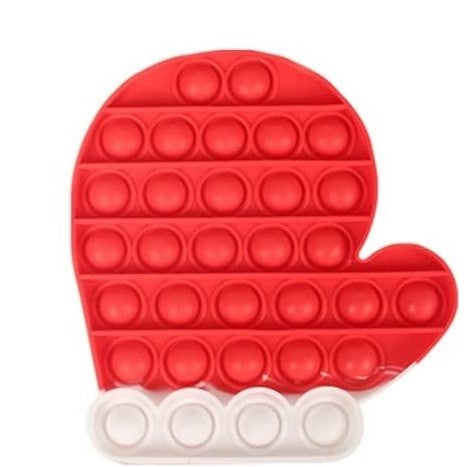 Jucarie antistres din silicon, Vivimall, Pop It Now and Flip It, Manusa Mos Craciun, Alb-Rosu - vivimall.ro