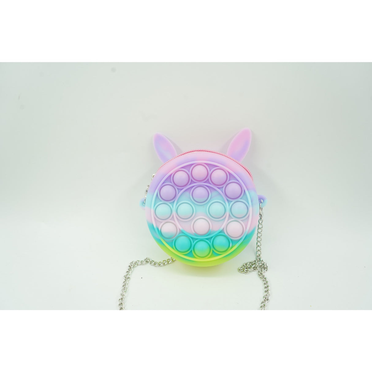 Jucarie antistres din silicon Flippy, Pop it Now and Flip It ,Mini Geanta, Iepuras, 6 cm, Macarons - vivimall.ro