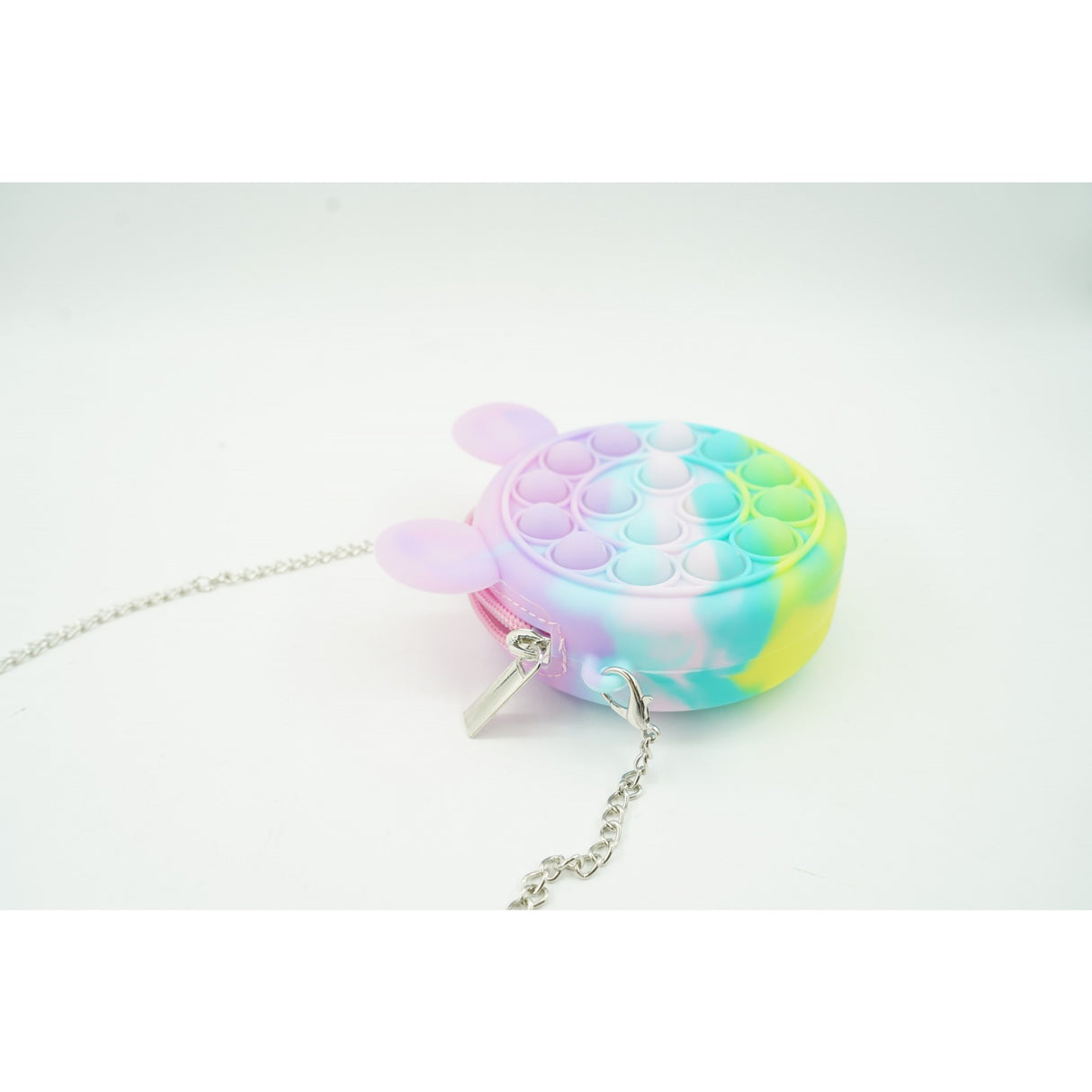 Jucarie antistres din silicon Flippy, Pop it Now and Flip It ,Mini Geanta, Mickey Mouse, 6 cm, Macarons - vivimall.ro