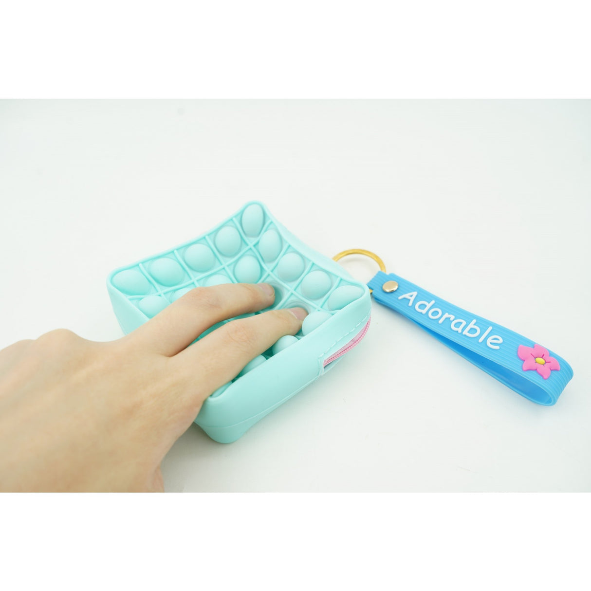 Jucarie antistres din silicon, Flippy, Pop It Now and Flip It, Portofel patrat, Verde/Bleu - vivimall.ro