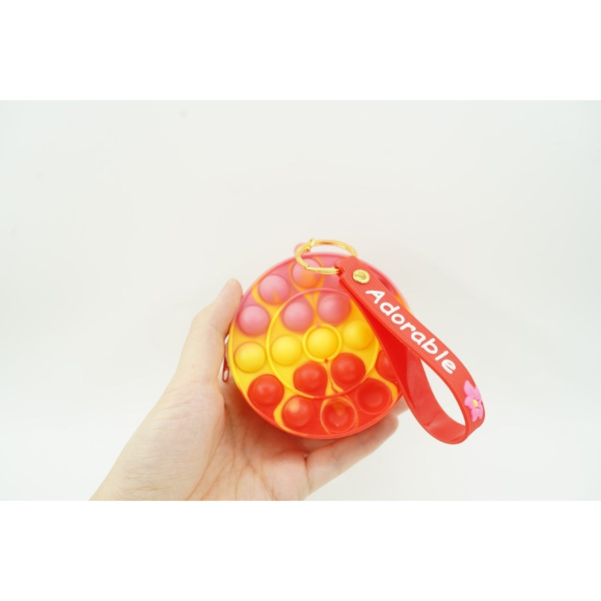 Jucarie antistres din silicon, Flippy, Pop It Now and Flip It, Portofel rotund, Rosu/Galben - vivimall.ro