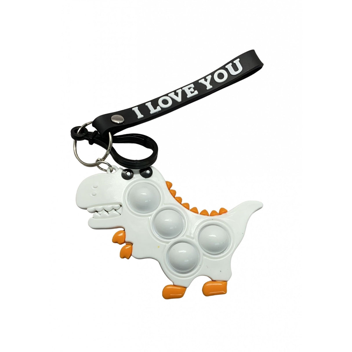 Jucarie antistres din silicon, Vivimall, Pop It Now and Flip It, Simple Dimple, Breloc, Dinozaur, Alb - vivimall.ro