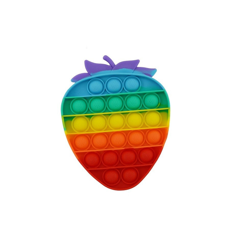 Jucarie antistres din silicon, Pop it Now and Flip It, Capsuna, Multicolor - vivimall.ro