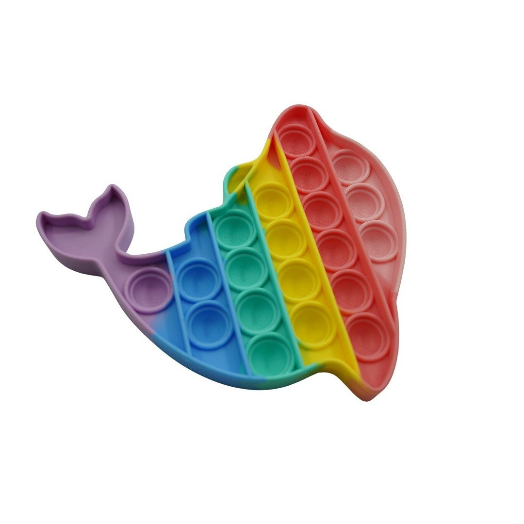 Jucarie antistres din silicon, Pop it Now and Flip It, Delfin, Multicolor - vivimall.ro