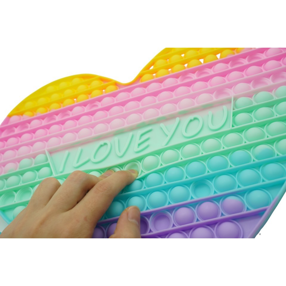Jucarie antistres din silicon Pop it now, Inima, multicolor, urias, model 3 - vivimall.ro