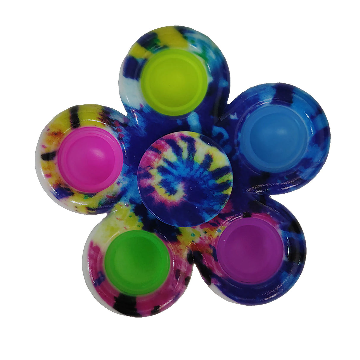 Jucarie antistres simple dimple fidget toy spinner cu 5 buline, Multicolor Rainbow - vivimall.ro