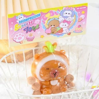 Jucarie Antistres Squishy, Flippy, cu Revenire Lenta, Model Capybara, 7cmx6.5 cm, din TPR, Ambalaj Transparent, Maro - vivimall.ro